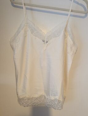 NWT Express Cream Lace Trim Satin Cami